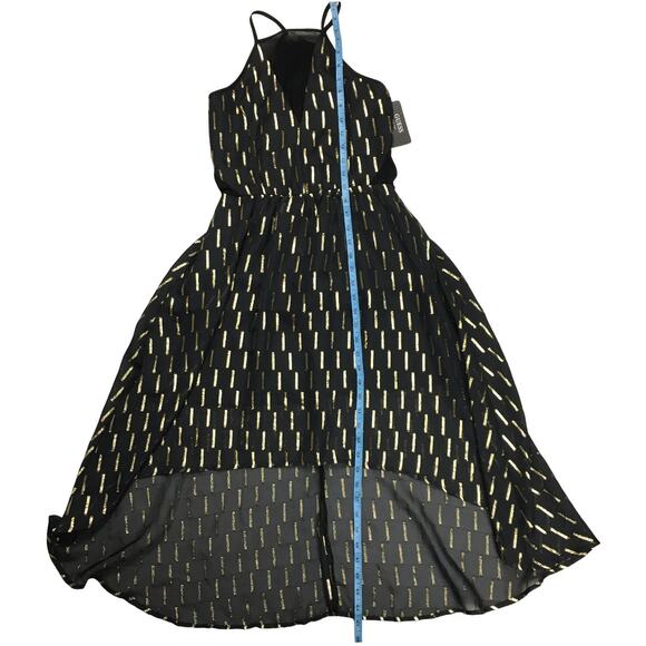 Guess Dress Black Gold Foil Taffeta High Low Hem Formal Women's 2 NEW small flaw - Picture 6 of 14